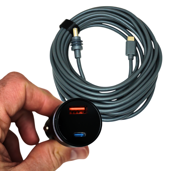 12v Mini Inverter Cig Plug & Cable Bundle - Cigarette Lighter to USB-C Cable