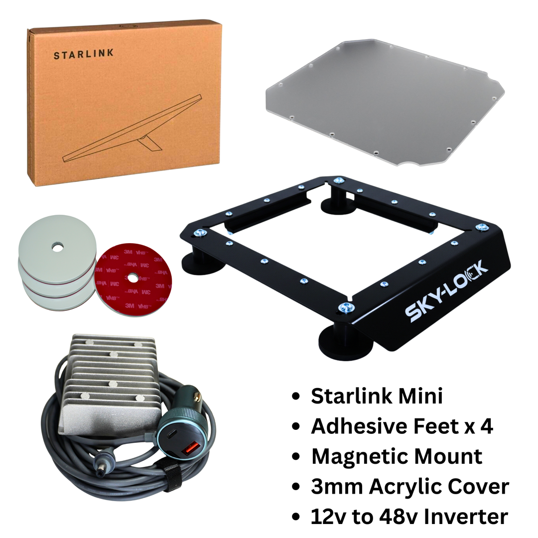 The "The I Have A Non-Magnetic Roof Kit" - Starlink Mini + Adhesive Magnetic Mount + Inverter