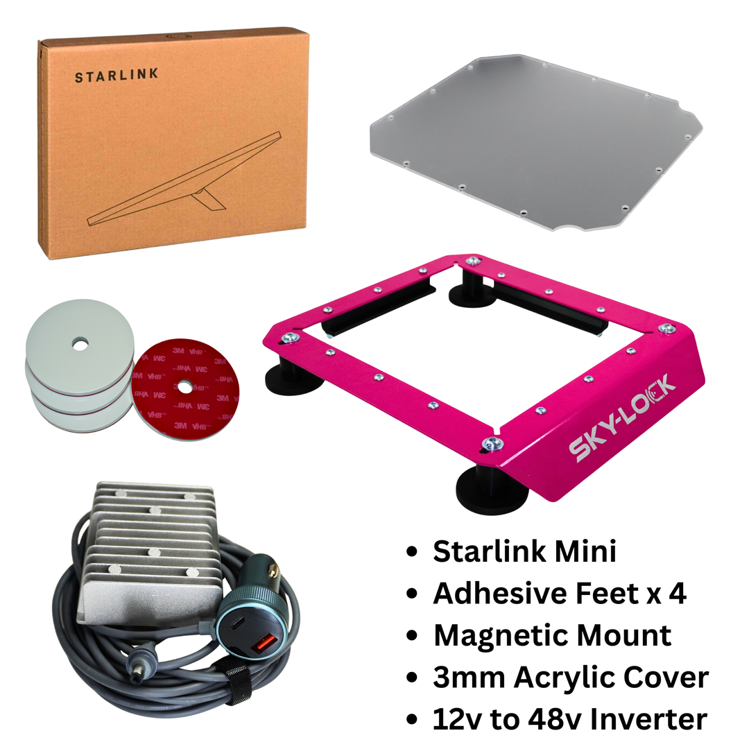 The "The I Have A Non-Magnetic Roof Kit" - Starlink Mini + Adhesive Magnetic Mount + Inverter