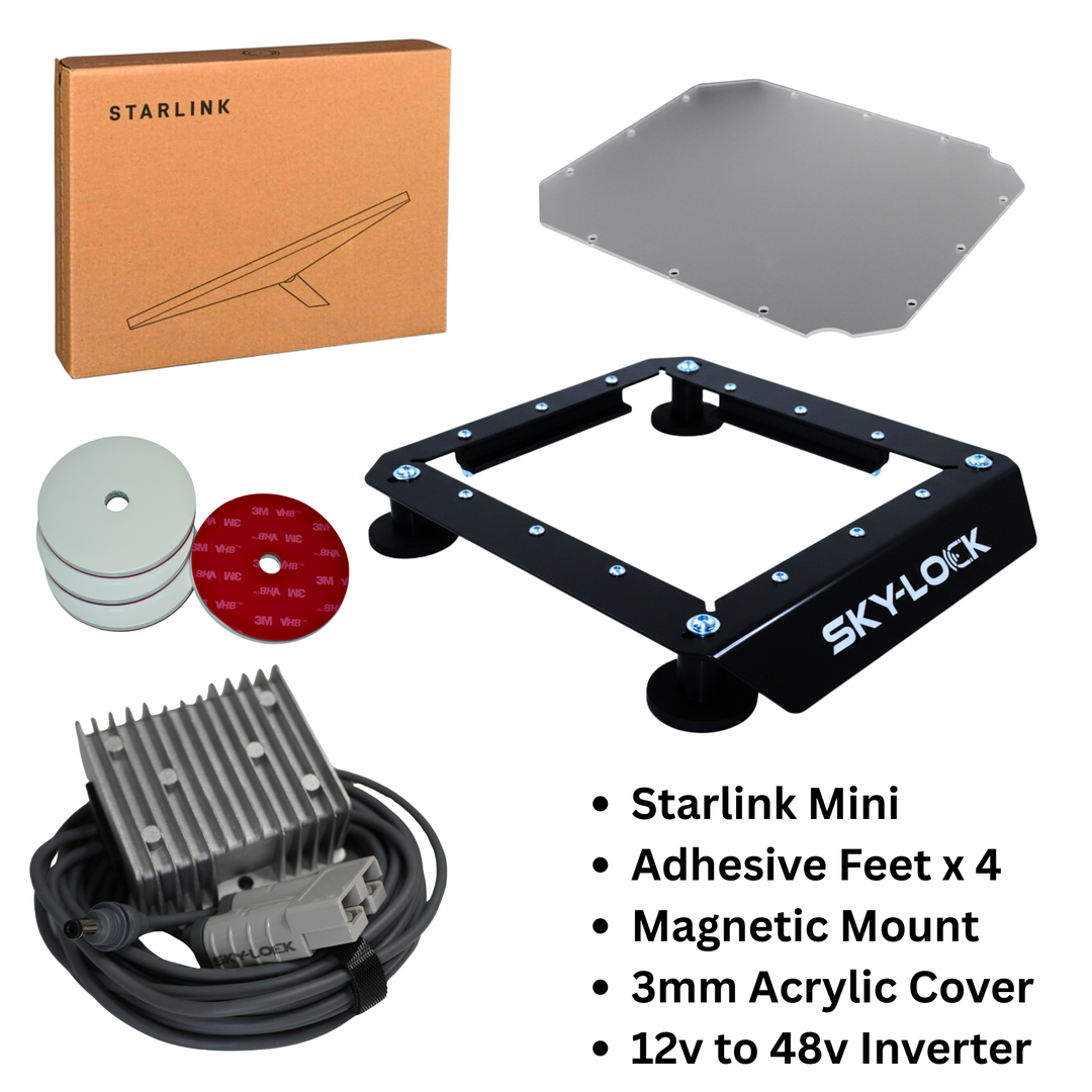 The "The I Have A Non-Magnetic Roof Kit" - Starlink Mini + Adhesive Magnetic Mount + Inverter