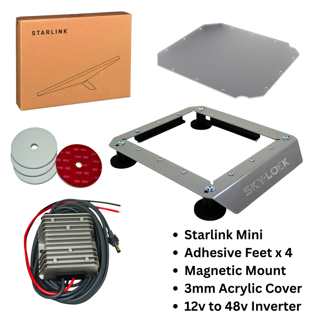 The "The I Have A Non-Magnetic Roof Kit" - Starlink Mini + Adhesive Magnetic Mount + Inverter