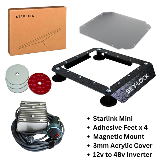 The "The I Have A Non-Magnetic Roof Kit" - Starlink Mini + Adhesive Magnetic Mount + Inverter