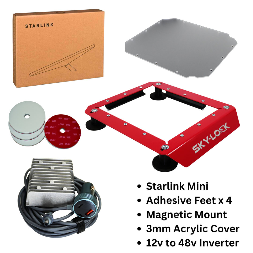 The "The I Have A Non-Magnetic Roof Kit" - Starlink Mini + Adhesive Magnetic Mount + Inverter