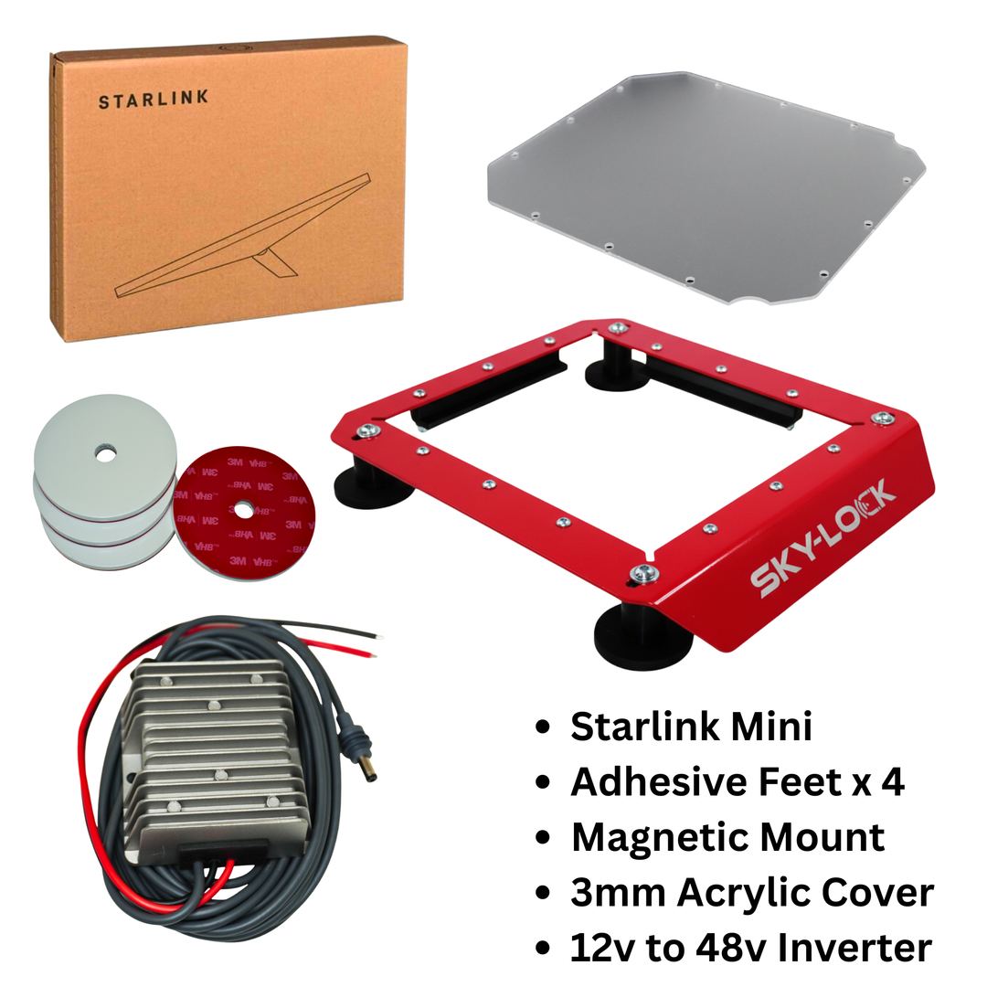 The "The I Have A Non-Magnetic Roof Kit" - Starlink Mini + Adhesive Magnetic Mount + Inverter